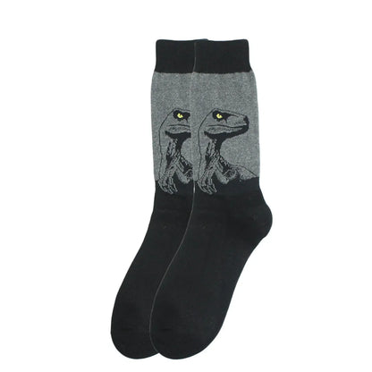 Men'S Simple Style Animal Cotton Printing Crew Socks A Pair