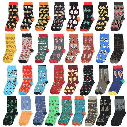 Men'S Simple Style Animal Cotton Printing Crew Socks A Pair