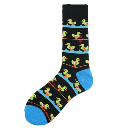 Men'S Simple Style Animal Cotton Printing Crew Socks A Pair