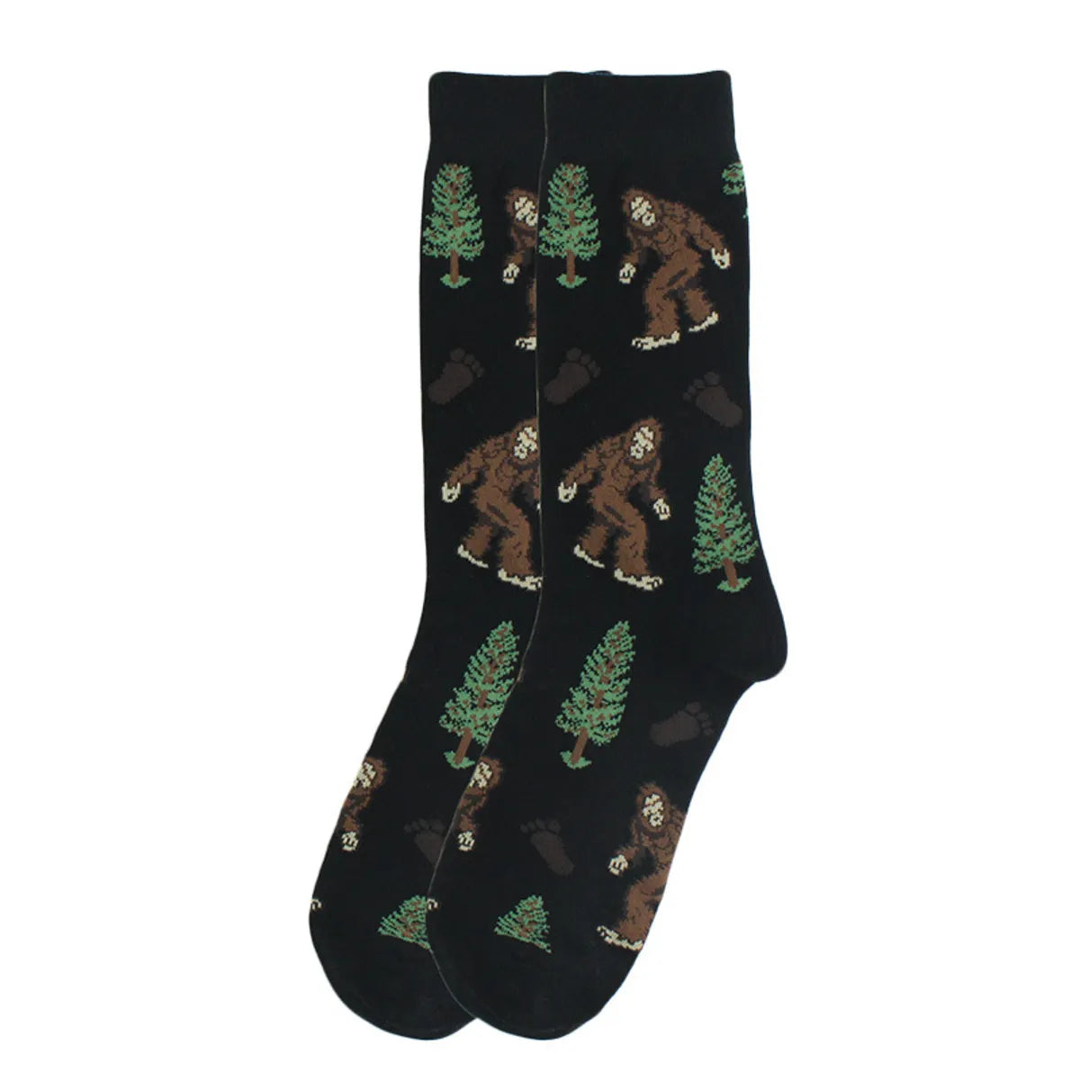 Men'S Simple Style Animal Cotton Printing Crew Socks A Pair