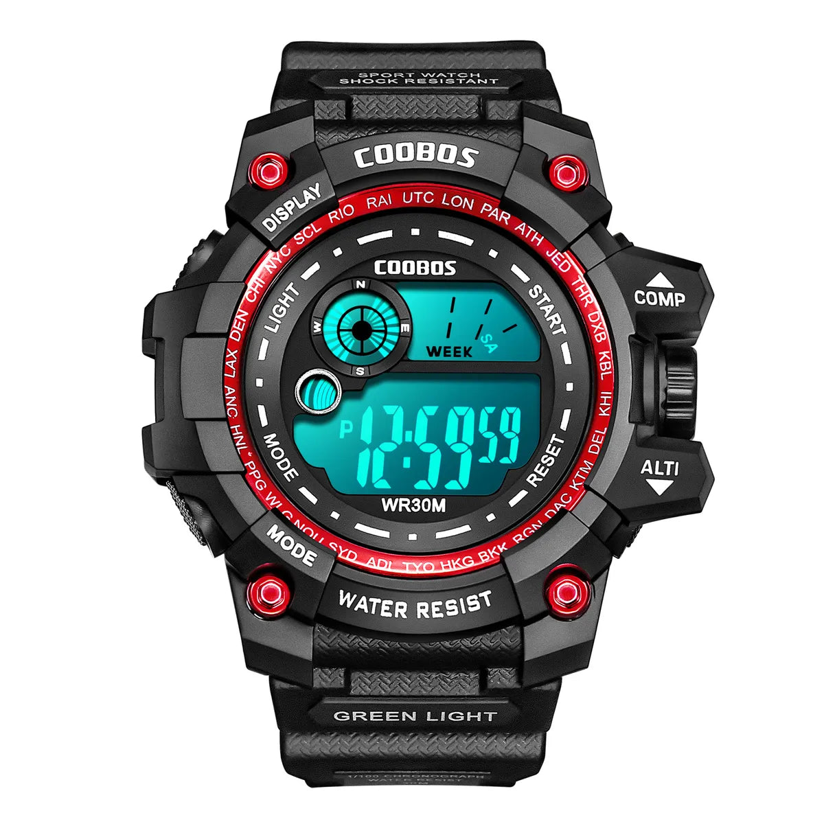 Men'S Sports Letter Buckle Electronic Watch