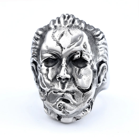 Men Vintage Stainless Steel Skull Ring Seiko Design