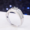 Men's Adjustable Sterling Silver Geometric Ring With Inlaid Zircon Simple Electroplated Statement Jewelry