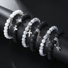 Men's Alloy And Black Gallstone Handmade Geometric Shape Stretch Bracelet With Astronaut Pendant