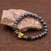 Men's Alloy And Blackstone Handmade Animals And Zodiac Style Bracelet With Lion Head Leopard Head Crown Owl Helmet Spacer And Volcanic Stone