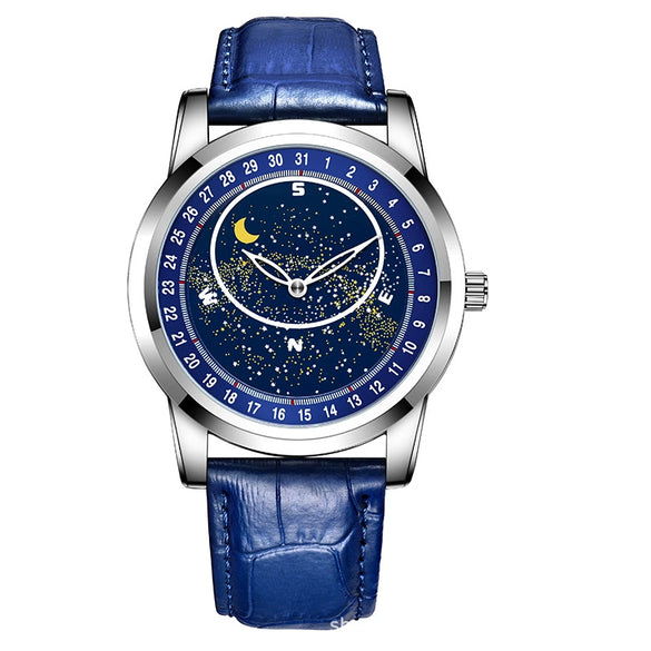 Men's Alloy And Genuine Leather Quartz Casual Watch With Round Dial Mineral Strengthened Glass Mirror And Stainless Steel Clasp
