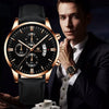 Men's Alloy And Imitation Leather Business Style Round Quartz Watch With Printed Logo