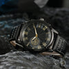 Men's Alloy And Imitation Leather Wings Bracelet Set With Round Dial Quartz Watch Simple Sports Style