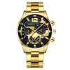Men's Alloy And Iron Belt Quartz Watch Leisure Style Round Dial Spiral Crown Single Folding Buckle