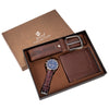Men's Alloy And Pu Gift Suit With Round Dial Spiral Crown Pin Buckle Ordinary Mirror And Leisure Style