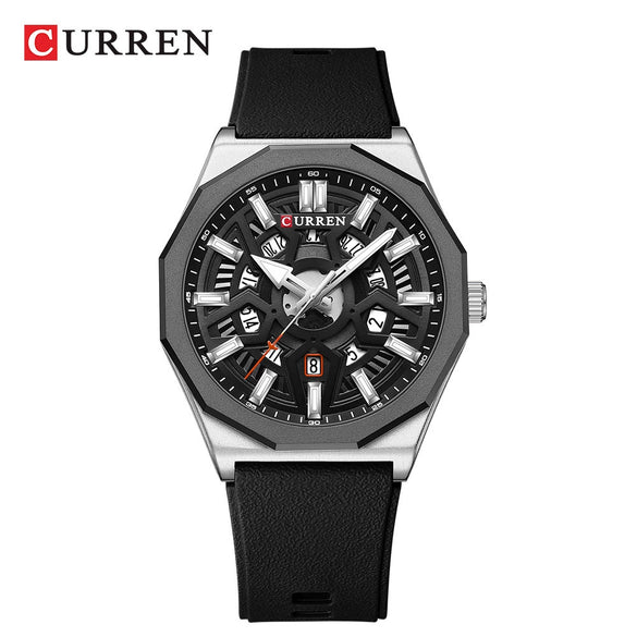 Men's Alloy And Silicone Fashion Casual Quartz Watch With Round Dial And Titanium Metal Clasp