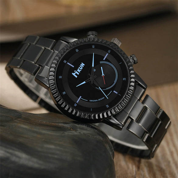 Men's Alloy And Stainless Steel Band Fashion Round Dial Gear Dial Quartz Watch 4Piece Gift Box Set