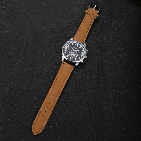 Men's Alloy And Stainless Steel Belt Watch Fashion Round Dial