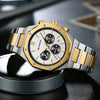 Men's Alloy And Stainless Steel Business Round Dial Quartz Chronograph Watch With Printed Logo