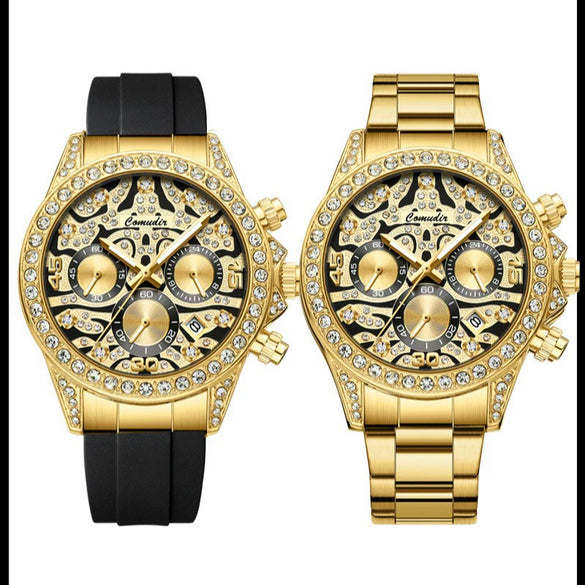 Men's Alloy And Stainless Steel Business Style Round Dial Luminous Waterproof Mechanical Watch