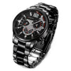Men's Alloy And Stainless Steel Business Style Round Dial Quartz Watch And Ring Cross Necklace Bracelet