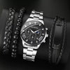 Men's Alloy And Stainless Steel Business Style Round Dial Quartz Wrist Watch With Horseshoe Buckle