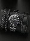 Men's Alloy And Stainless Steel Business Style Round Dial Quartz Wrist Watch With Horseshoe Buckle