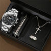 Men's Alloy And Stainless Steel Business Style Round Dial Watch With Horseshoe Buckle