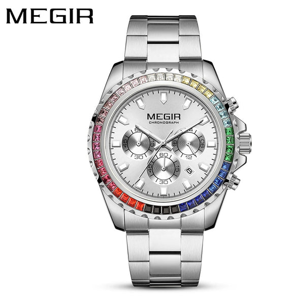 Men's Alloy And Stainless Steel Business Style Round Quartz Watch Waterproof Luminous Calendar