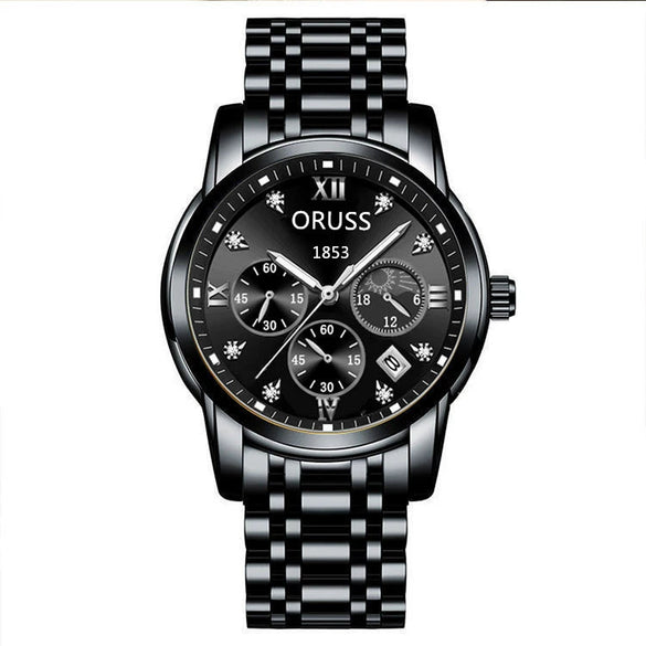 Men's Alloy And Stainless Steel Fullautomatic Movement Round Dial Waterproof Luminous Fashion Watch