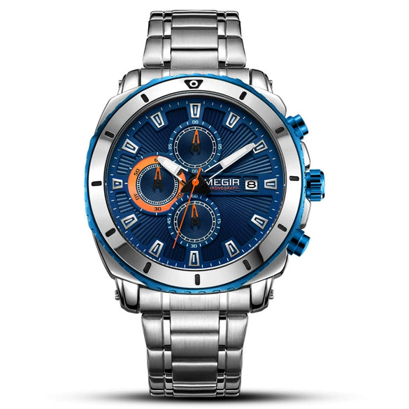 Men's Alloy And Stainless Steel Multifunctional Quartz Watch With Round Dial And Insurance Buckle