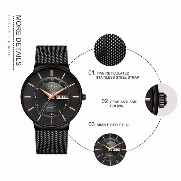 Men's Alloy And Stainless Steel Round Dial Quartz Movement Business Style Outdoor Sports Watch
