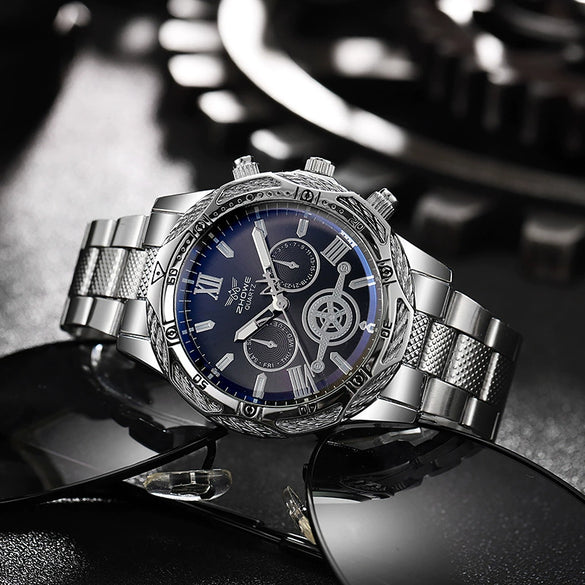 Men's Alloy And Stainless Steel Round Dial Quartz Watch Fashion Luxury Elegant Style