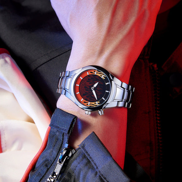 Men's Alloy And Stainless Steel Round Dial Waterproof Watch With Spiral Crown And Doublesided Press Buckle Y2k Trendy Style