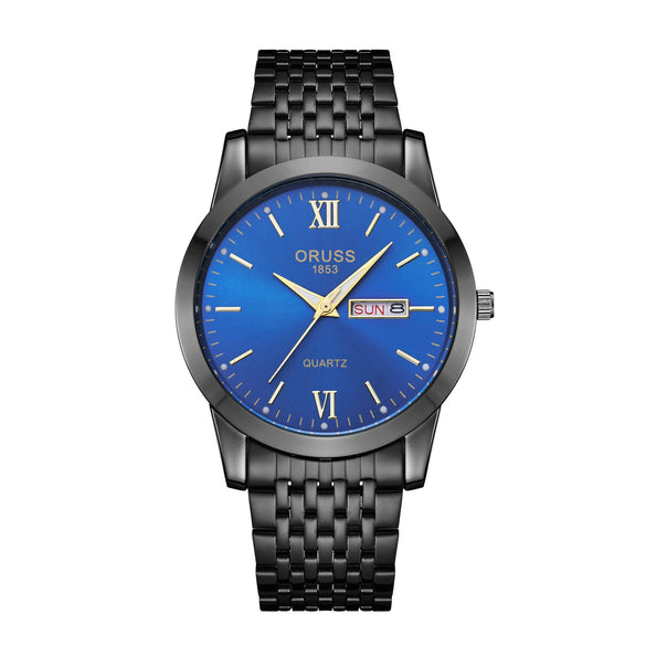 Men's Alloy And Stainless Steel Waterproof Luminous Quartz Watch With Round Dial
