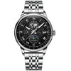 Men's Alloy And Stainless Steel Waterproof Luminous Ultrathin Quartz Watch With Round Dial And Spiral Crown