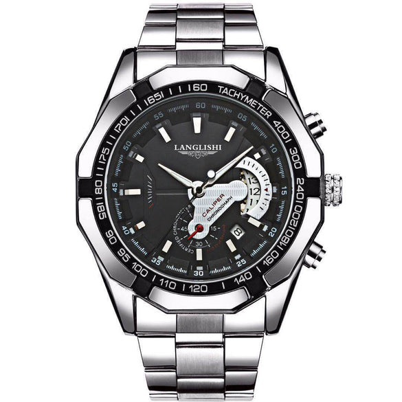 Men's Alloy And Stainless Steel Waterproof Luminous Watch With Calendar Round Dial