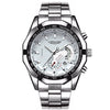Men's Alloy And Stainless Steel Waterproof Luminous Watch With Calendar Round Dial
