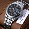 Men's Alloy And Stainless Steel Waterproof Quartz And Automatic Movement Round Dial Luminous Watch With Onion Crown And Bilateral Button Clasp