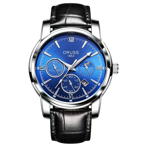 Men's Alloy And Stainless Steel Waterproof Quartz And Automatic Movement Round Dial Luminous Watch With Onion Crown And Bilateral Button Clasp