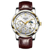 Men's Alloy And Stainless Steel Waterproof Quartz And Automatic Movement Round Dial Luminous Watch With Onion Crown And Bilateral Button Clasp