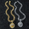 Men's Alloy Animal Lion Head Geometric Pattern Cuban Chain Pendant Necklace With Electroplating