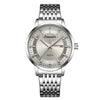 Men's Alloy Automatic Imitation Mechanical Round Business Style Waterproof Luminous Dual Calendar Watch
