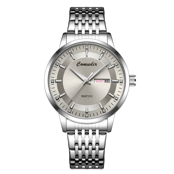 Men's Alloy Automatic Imitation Mechanical Round Business Style Waterproof Luminous Dual Calendar Watch
