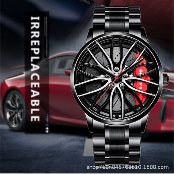 Men's Alloy Automatic Movement Waterproof Round Watch With Steel Strap