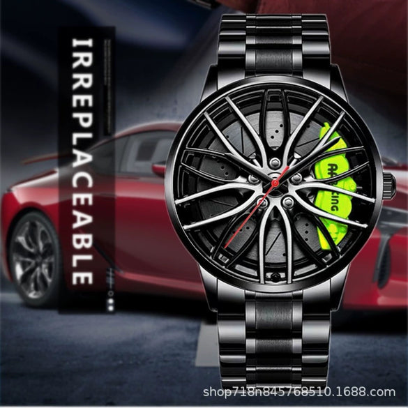 Men's Alloy Automatic Movement Waterproof Round Watch With Steel Strap