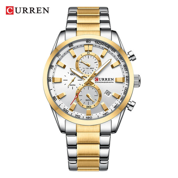 Men's Alloy Band Business Round Dial Quartz Watch