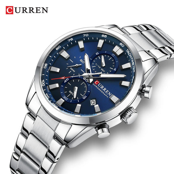 Men's Alloy Band Business Round Dial Quartz Watch