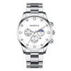 Men's Alloy Band Business Style Round Dial Quartz Watch With Sun Moon And Stars And Roman Numerals