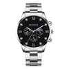 Men's Alloy Band Business Style Round Dial Quartz Watch With Sun Moon And Stars And Roman Numerals