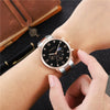Men's Alloy Band Business Style Round Dial Quartz Watch With Sun Moon And Stars And Roman Numerals