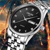 Men's Alloy Band Quartz Watch Business Luminous Double Calendar Casual Round Dial Watch