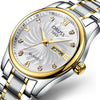 Men's Alloy Band Quartz Watch Business Luminous Double Calendar Casual Round Dial Watch