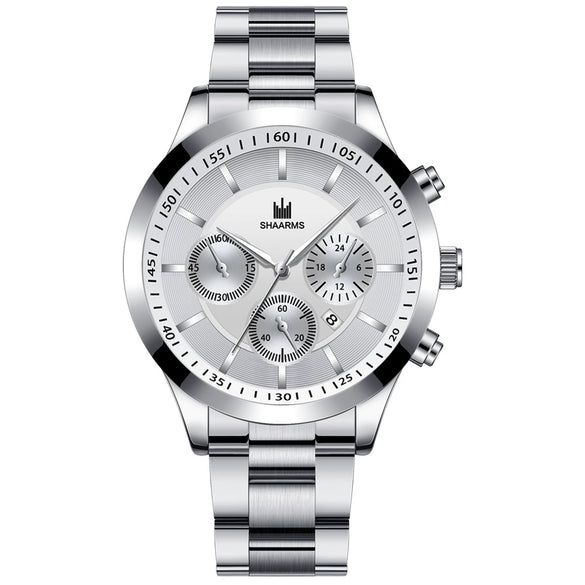 Men's Alloy Band Round Dial Business Quartz Watch