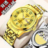 Men's Alloy Band Round Dial Fashion Trend Automatic Fake Mechanical Waterproof Luminous Double Calendar Watch